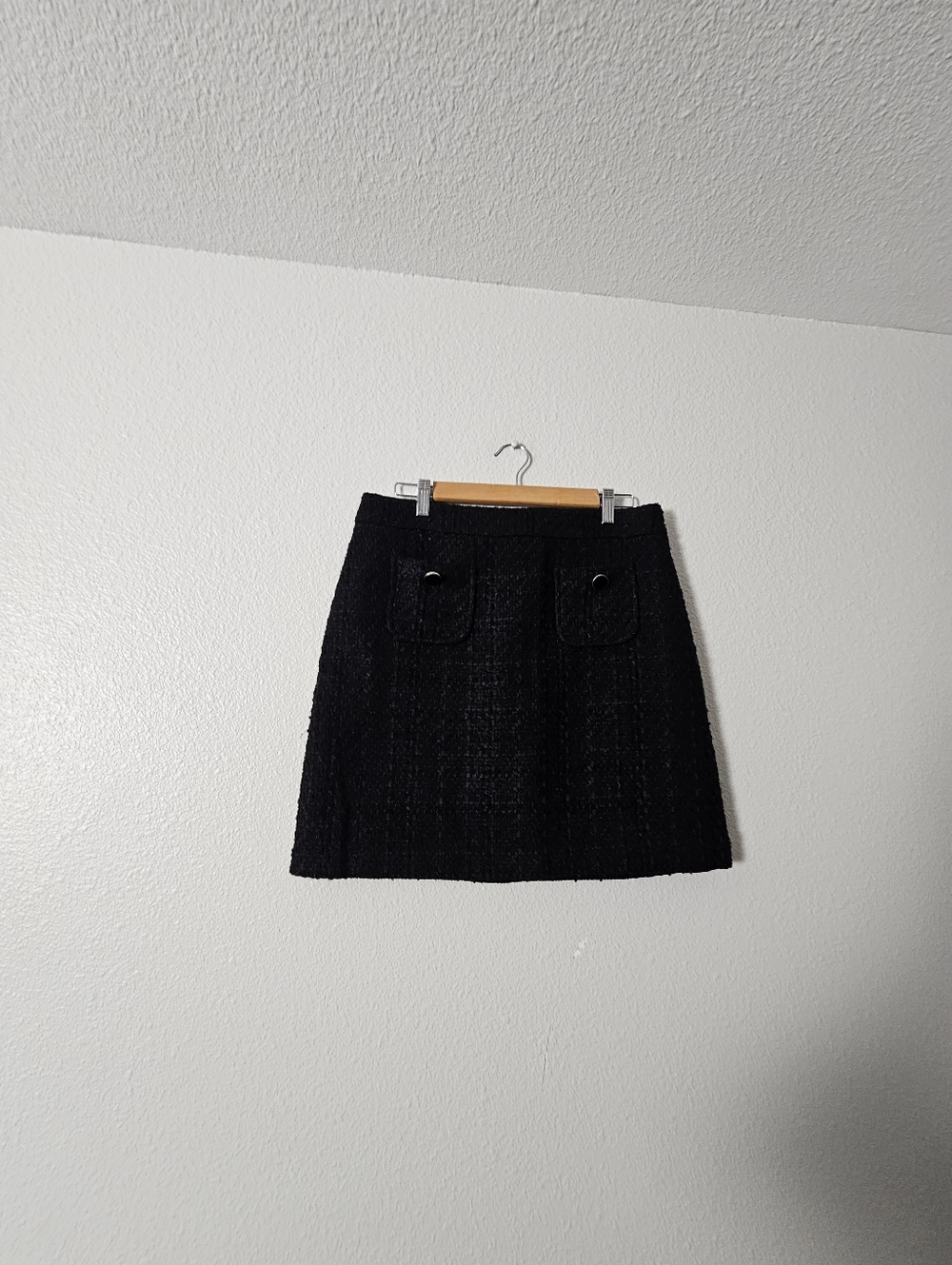 Maison D Amelio Classic Black A-Line Tweed Skirt Mini Sz 8